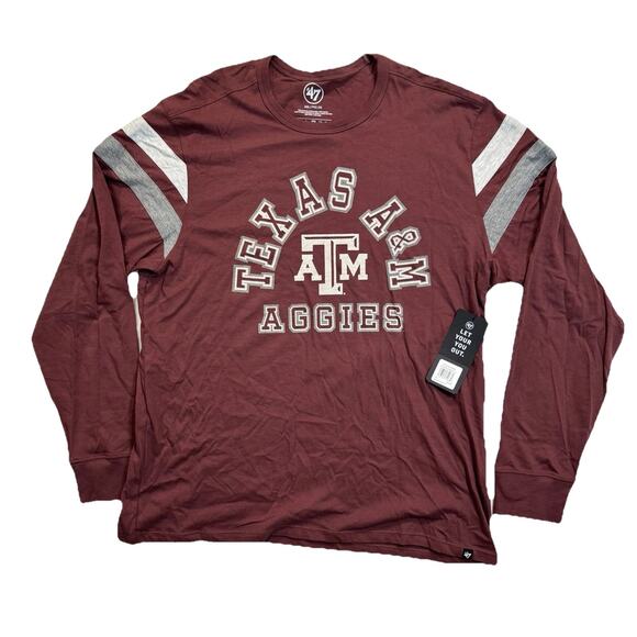 New ‘47 Texas A&M Aggies Mens Long Sleeve Game Day Shirt Mulberry Maroon Sz XXL - Picture 1 of 9
